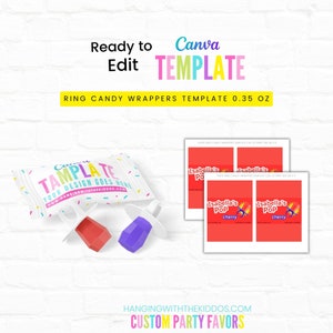 JEWEL POP TEMPLATE Ring Hard Candy Wrapper Template Instant Download |  Canva Editable Template