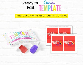 JEWEL POP TEMPLATE Ring Hard Candy Wrapper Template Instant Download |  Canva Editable Template