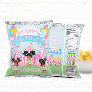 Circus Birthday Party Custom Treat Bags| Pastel Carnival Theme Party | chip bag templates-Goody Bag Party Favors Printable