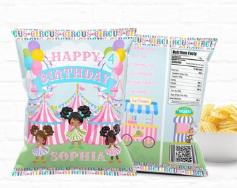 Circus Birthday Party Custom Treat Bags| Pastel Carnival Theme Party | chip bag templates-Goody Bag Party Favors Printable