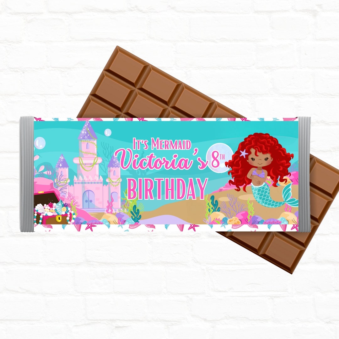Little Mermaid Customizable Candy Bar Wrappers Party Favors | Mermaid ...