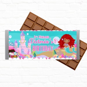 Little Mermaid Customizable Candy Bar Wrappers Party Favors | Mermaid Birthday Party Personalized Party Favors| 1st Birthday Favors
