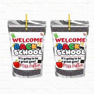 Welcome Back to School Gift from Teacher Welcome Bags | Ready to Edit Drink Pouches Juice Labels