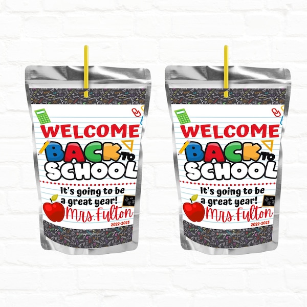 Welcome Back to School Gift from Teacher Welcome Bags | Ready to Edit Drink Pouches Juice Labels