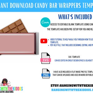 Chocolate Bar: Blank Candy Bar Wrapper Template & Mockup Instant Download Canva Editable Template image 4