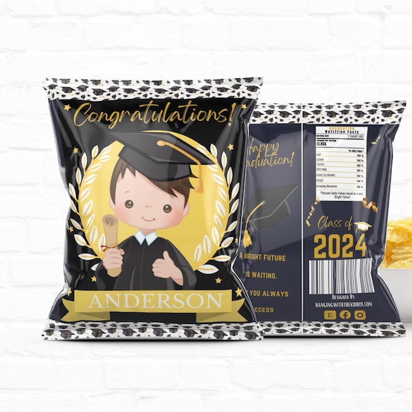 Graduation Decorations 2023|Graduation favors Chip Bag Template Personalized Treat Bags