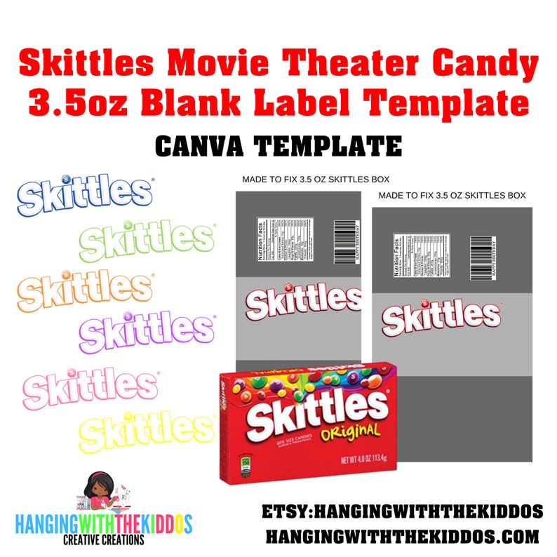 Download Skittles Movie Theater Candy 3 5oz Wrapper Template Canva Editable Template Party Supplies Party Favors Games Voicebd24 Com