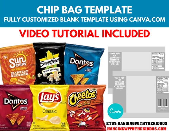 Party Favors Games Nutritional Facts Editable Save Blank Template Bundle Chip Bag Template Rice Krispies Treats Template Blank Capri Sun Labels Template Paper Party Supplies