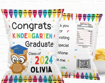 Favores de fiesta de graduación Personalizar bolsas de regalos / Plantilla de bolsa de chips / Graduación preescolar / Graduación de jardín de infantes