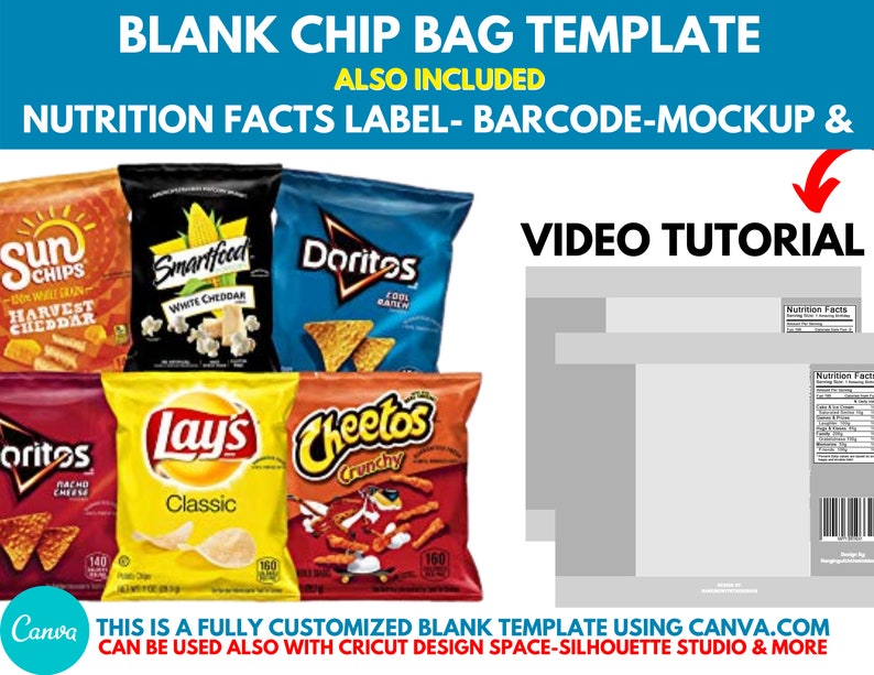 Download Chip Bag Template Instant Download Includes Chip Bag ...