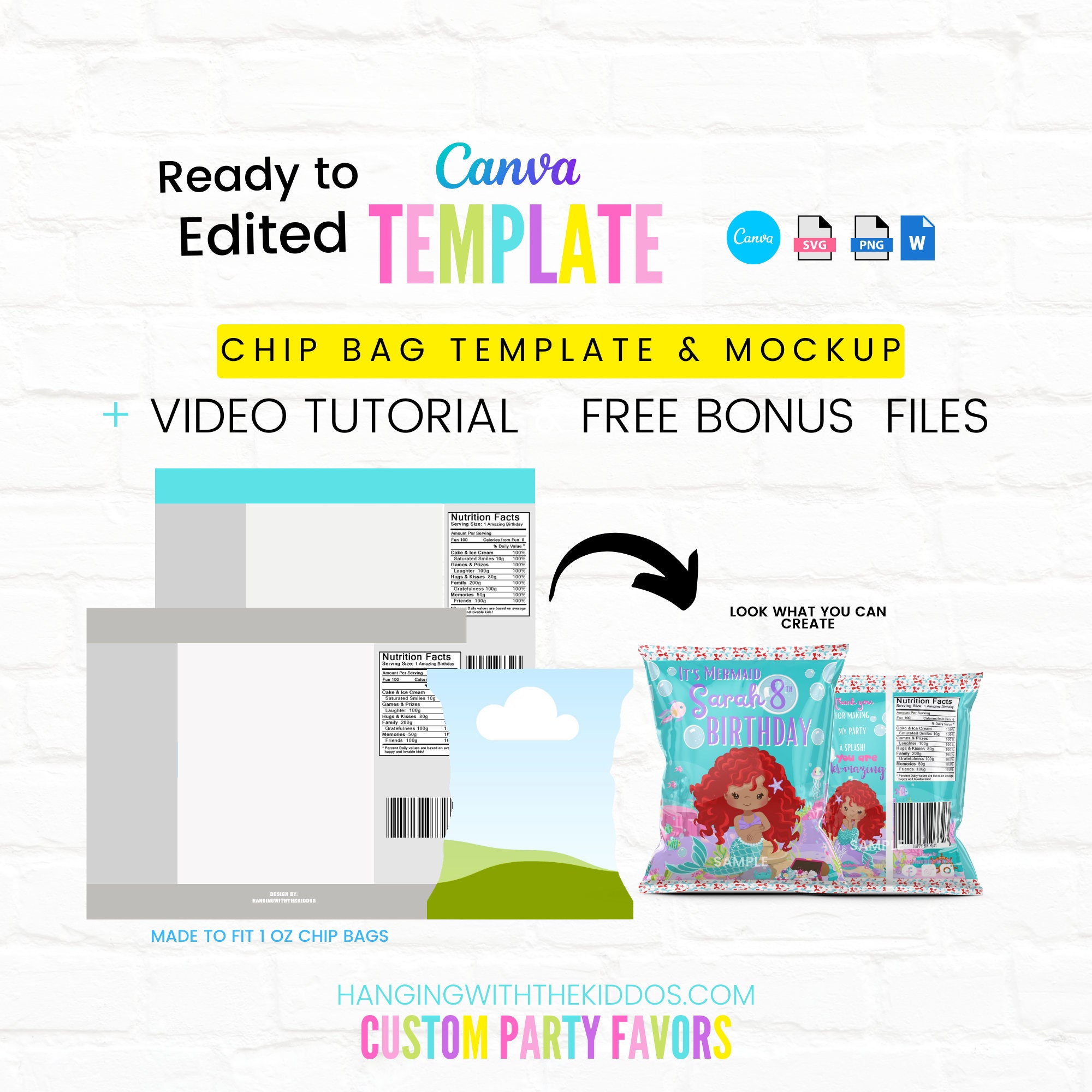 Chip Bag Template & Chip Bag Mockup custom Chip Bags Blank - Etsy