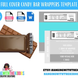 Chocolate Bar: Blank Candy Bar Wrapper Template & Mockup Instant Download Canva Editable Template image 5