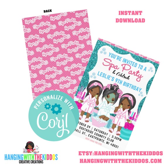 Gilmore Girls Spa Party Printable Invitations Kids Spa | Etsy