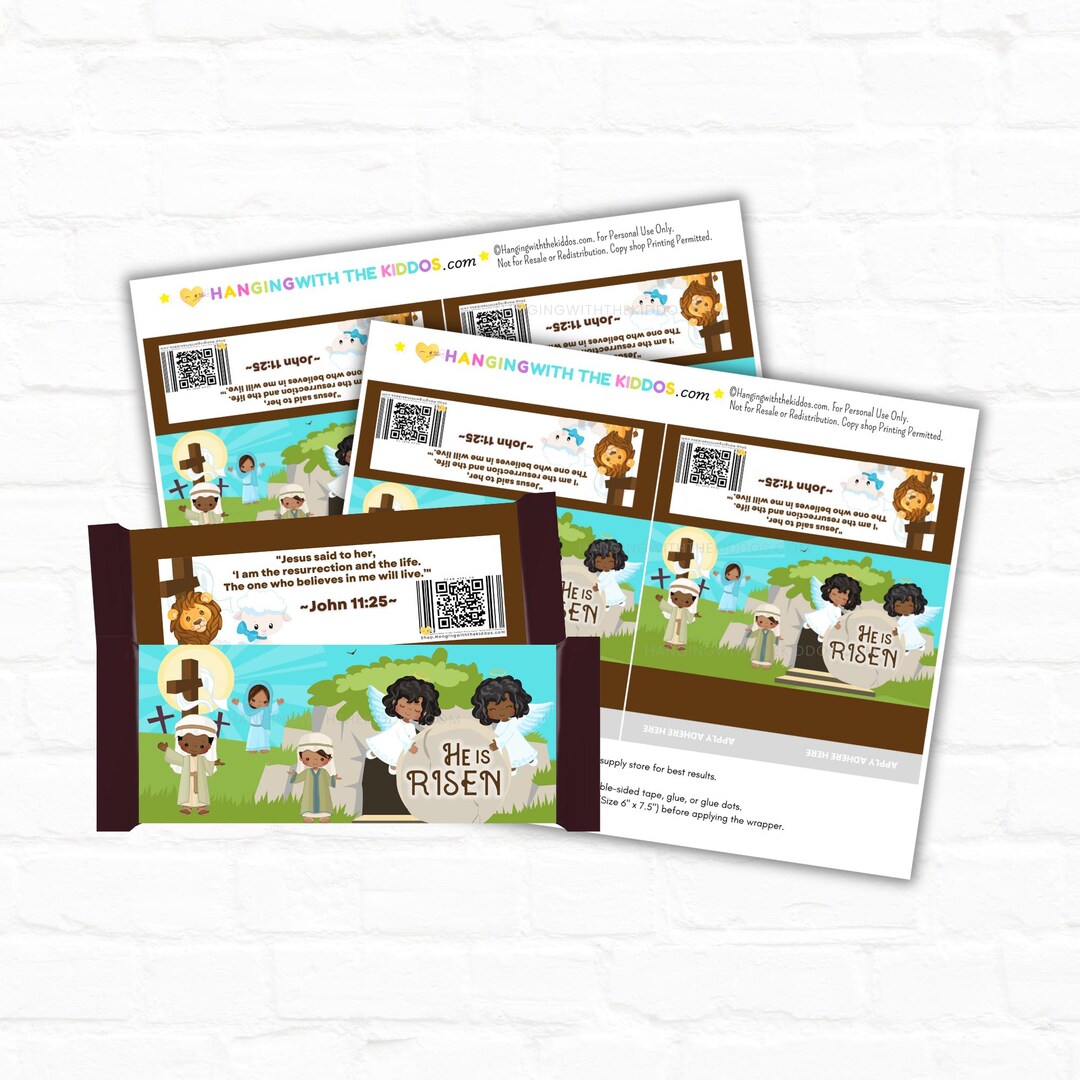 He is Risen Candy Bar Wrapper Template | Digital Easter Party Favor ...