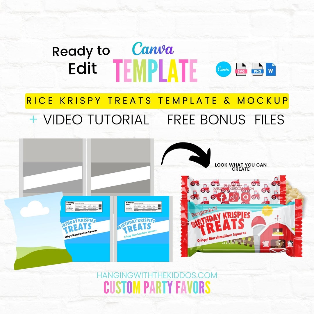 Rice Krispy Treats Template &amp; Mockup Instant Download Make Custom ...