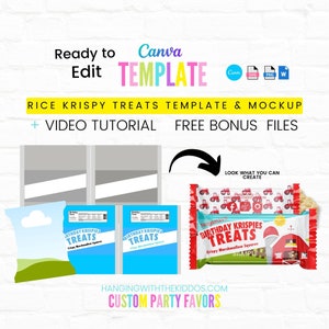 Rice Krispy Treats Template & Mockup Instant Download Make custom Treats Video Tutorial Available image 1