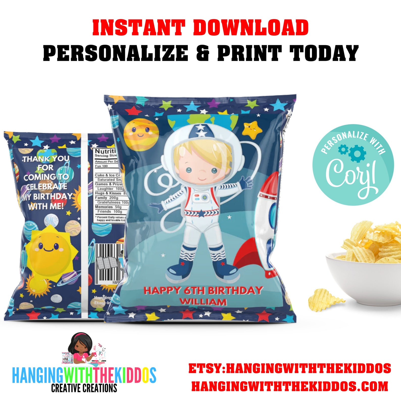 Outer Space Astronaut Party Favors Personalized Party Favors Etsy