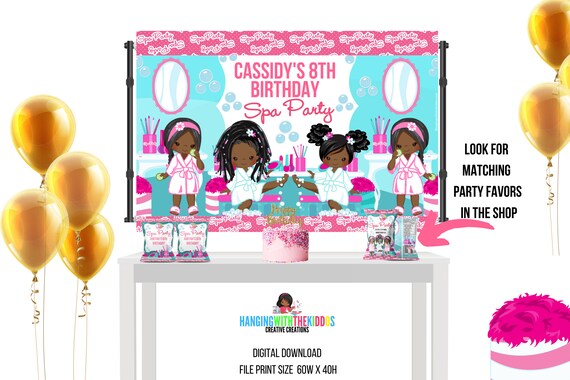 Girls Spa Party Backdrop | Spa Party for Girls | Personalized Custom Backdrop Digital Backdrop Il_570xn