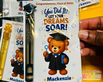 Personalized Graduation Bubble Wand Favors, Class of 2026 Party Favors, Preschool Kindergarten Graduation Favors, Non Candy Classroom Treats