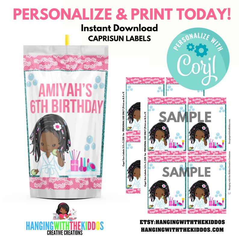 Spa Party Personalized Spa Menu Template Spa Party for Girls Etsy