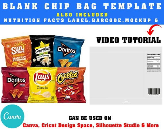 Chip Bag Template Instant Download Canva Chip Bag Template | Etsy