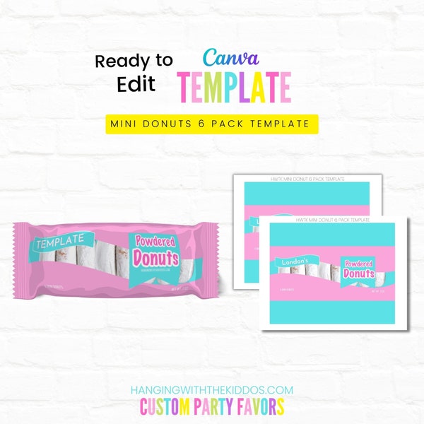 Mini Donuts Template | Canva Party Favor Templates