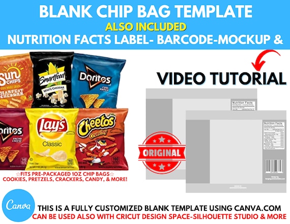 Download Chip Bag Template Instant Download| Includes Chip Bag ...