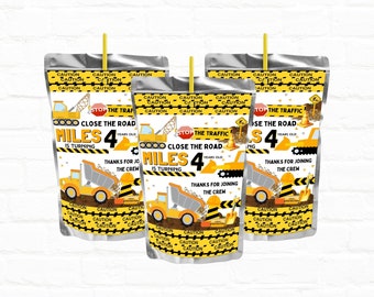 Construction Party Favor Juice Pouch Labels |Stop The Traffic Close The Road| Construction Birthday Party Favors