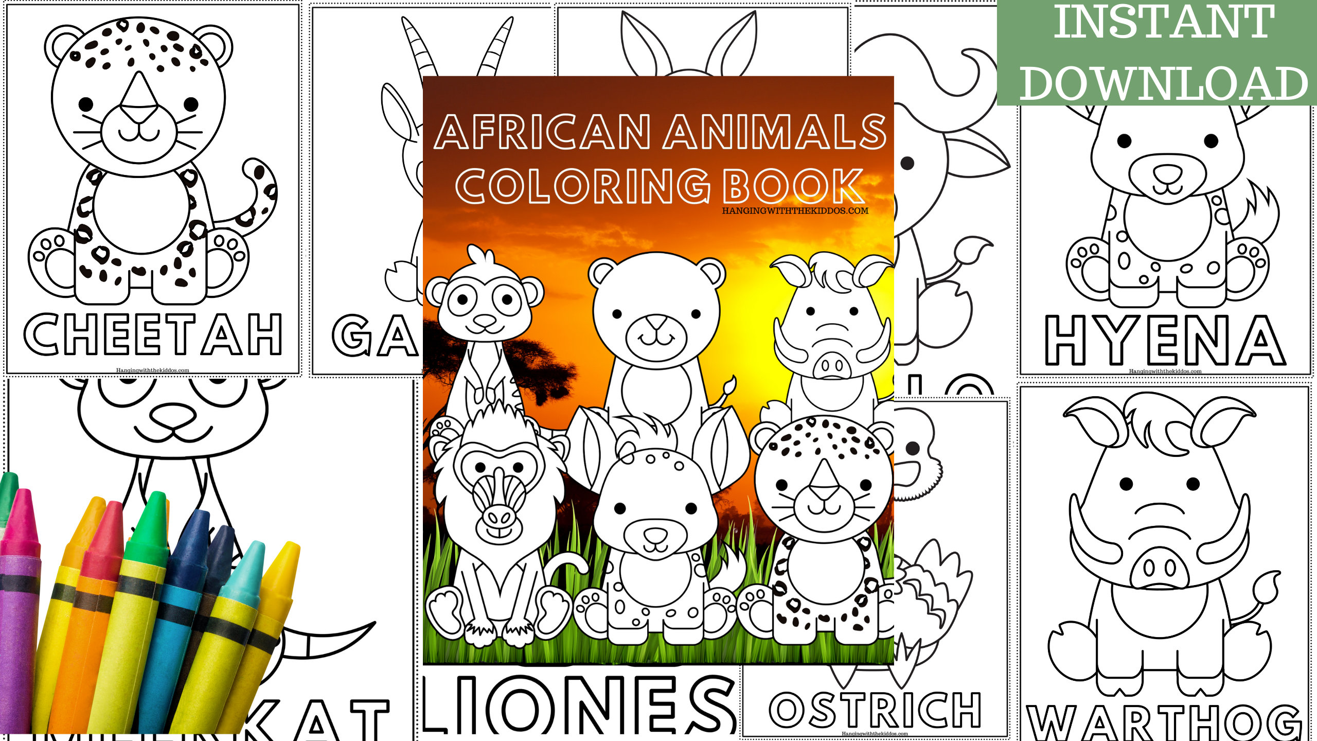 African Animals Coloring Book Printable colouring book for | Etsy