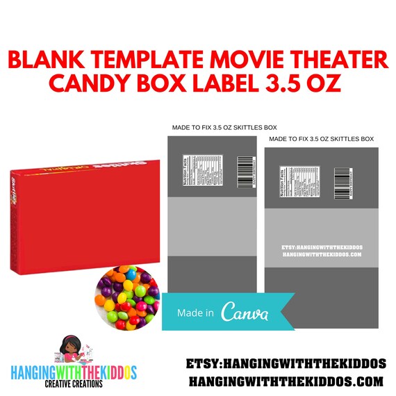 Movie Theater Candy 3 5oz Wrapper Template Canva Editable Template By Hanging With The Kiddos Catch My Party