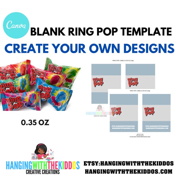 Ring Pop Candy Wrapper Template Instant Download | Canva Editable Template Il_570xn
