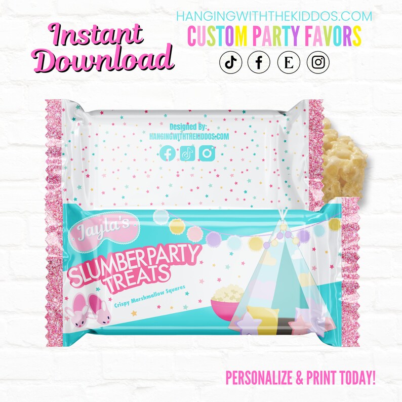 Tween Slumber Party Drink Pouches Personalize Label Juice Etsy