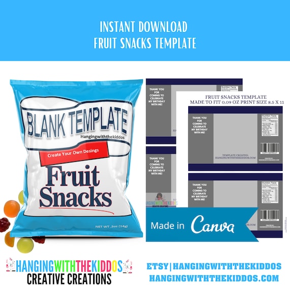 Blank Fruit Snacks Template Canva Editable Template 0.9 OZ - Etsy