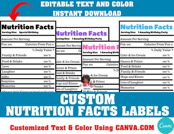 Featured image of post Birthday Blank Nutrition Facts Template This food nutrition label template consists of 9 vintage and retro coffee labels which can be best used in construction party food labels instant download