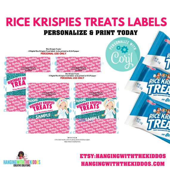 Rice Krispies Treats Spa Party Printable Personalized Spa | Etsy