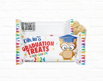 Graduation Party Favors Personalize Rice Crispy Treats Wrappers | Preschool graduation|Kindergarten Graduation