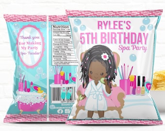 Tween Spa Party |1st Birthday Favors| Slumber Party| Pajama Party|Personalized Party Favors Chip Bags