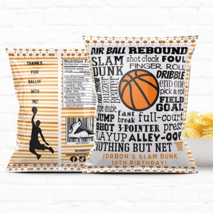Custom Basketball Chip Bags Party Favors