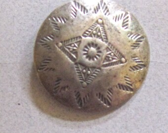 Old Native American silver button with Bell Trading Post Hallmark