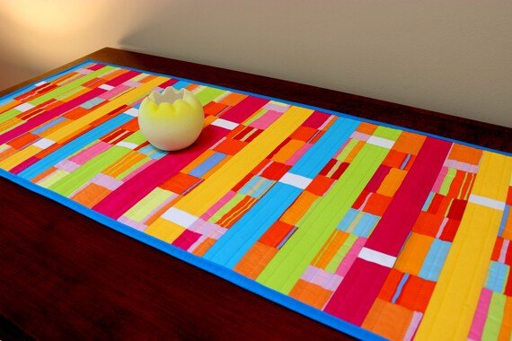 Spectacular Color Striped Improv Patchwork Table Runner Colorful Kaffe Fassett Fabric Table Topper Modern Quilted Table Runner Table Quilt Spectacular Color Striped Improv Patchwork Table Runner Colorful Kaffe Fassett Fabric Table Topper Modern Quilted Table Runner Table Quilt