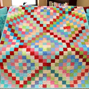 PRICE REDUCED Amazing Trip Around The World Handmade Patchwork Quilt, Sofa Throw Quilt, Daybed Quilt, Child's Quilt, Lap Quilt, Bed Quilt