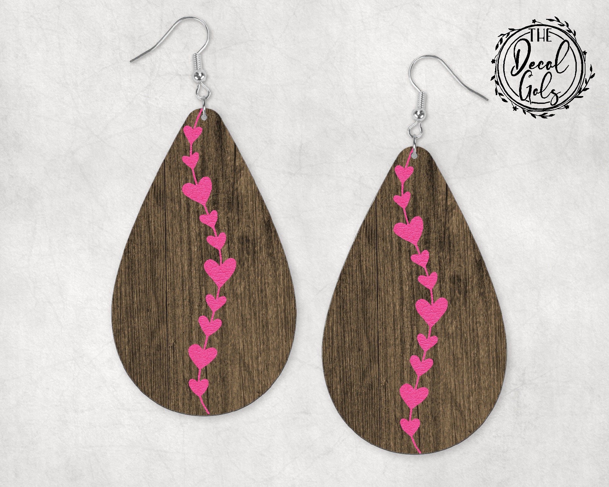 Leopard Heart Wood and Faux Leather Sublimated Earrings