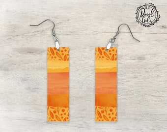 Orange Brushstrokes Fall Rectangle Earring Templates Digital Design Download Template PNG file