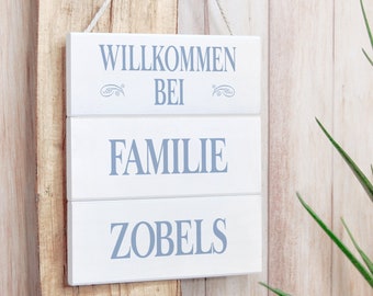 Namensschild aus Holz, Türschild Haustür, Familie