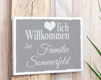 Türschild Haustür | aus Holz | personalisiertes Familienschild | besonderes Weihnachtsgeschenk | Geschenk