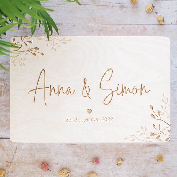 Geschenk zur Hochzeit | personalisiert | Erinnerungskiste zur Hochzeit | Geschenk Brautpaar | Holzkiste mit Namen | Hochzeitskiste