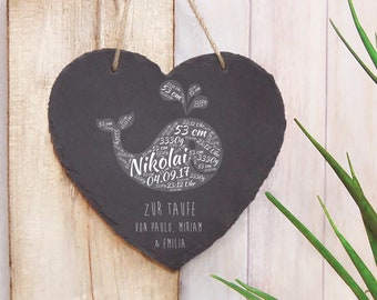 Cadeau de baptême Slate Heart Cadeau de baptême