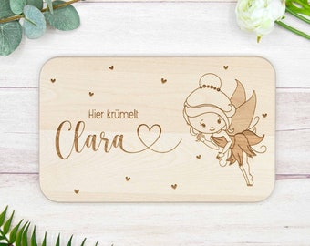 Planche de petit-déjeuner avec motif de fée | Planche à découper personnalisée pour enfants I Baby Gift | Planches en bois | Gift Girl