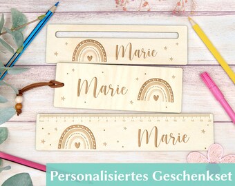 Einschulung Geschenkset Schultüte | Lesehilfe, Lesezeichen, Lineal | personalisiert | Füllung Schultüte | 1. Klasse | Schulkind Geschenkidee