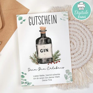 Gin Gutschein zum Ausdrucken Gin personalisiertere Gutscheinvorlage Gin verschenken editierbar Gin verschenken Geschenkgutschein